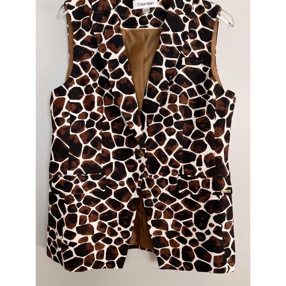 Calvin Klein Giraffe Print Vest - Brown and White - Picture 5 of 12